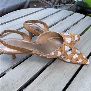Cork and linen sling back heels!